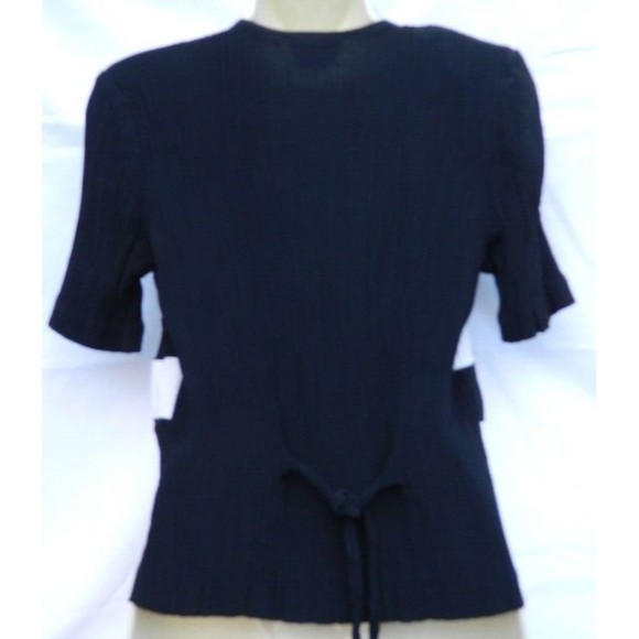 Ilyza New York Top/Blouse Women's Size M Black & White Full Zip Front Tie Back - Picture 5 of 11